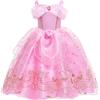 Lito Angels Children's Apparel Lito Angels Vestito Principessa Rosa Bambina Costume Principessa Abito da Ballo con Maniche a Sbuffo Dettaglio Gioiello e Gonna in Tulle Floreale per Compleanno Halloween Carnevale Festa 8-9 anni 134