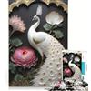 JIANGENNF Puzzle da 1000 pezzi per adulti Pavone bianco e peonia giochi per famiglie taglio di precisione collezione d'artista belle arti 38x26cm