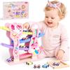 Toyzey Giochi Bambini 1 Anno, Peluche Unicorno Bambina Regalo Macchinine per Bambini Pista Macchinine con 4 Mini Auto Giochi Montessori 1 Anno Legno Carro Giocattolo 1 2 Anno