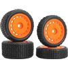 EONANT Set di 4 pneumatici e cerchioni premontati, per auto Losi Micro-B RC, parti di aggiornamento Losi MicroB (arancione)