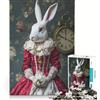 JIANGENNF Puzzle da 1000 pezzi Coniglio Bianco Vestito gioco pratico interazione genitore-figlio collezione d'artista opera d'arte 38x26cm