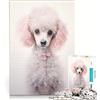 JIANGENNF Puzzle per adulti da 1000 pezzi barboncino bianco rosa acceso giocattolo fai da te impegnativo da completare collezione d'artista belle arti 38x26cm