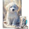 JIANGENNF Puzzle da 1000 pezzi per adulti cucciolo bianco con occhi azzurri giochi per famiglie taglio di precisione collezione d'artista belle arti 38x26cm
