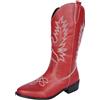 Jemnpela Stivali Western da Cowgirl da Donna con Ricami Mezzo Polpaccio Punta Appuntita Tacco Basso Massiccio a Scivolo Stile Equitazione per Concerti Country Feste e Festival