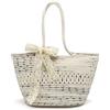 Pahajim Tote Bag Donna Borse a Spalla Borsa Uncinetto Borsa Shopper Intrecciata in Corda di Cotone Shoulder Bag con Cerniera Tracolla Crochet per Viaggio Vacanza