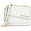 CAFèNOIR - Borsa a Spalla da Donna in Pattina Asimmetrica con Lettering in Metallo, Tracolla a Catena Doppia con Spallaccio Imbottito e Comodo e Tasca Frontale Applicata