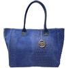 Chicca Borse Borsa a Mano Shopper Grande da Donna indossabile a Spalla in Vera Pelle (Cocco Blu)