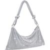 TOPALL Pochette Donna Elegante,Brillantini Strass Glitter Pochette e Clutch Donna,Borsa Donna da Sera Piccola Borsette Brillantinata con. Glitter/Matrimonio/Festa/Bar/Modo(A-Argento)