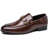 DXSYGMBN Scarpe Eleganti da Uomo in Pelle Verniciata Slip On Monk Strap Mocassini Piatti Scarpe da Cerimonia a Punta,Marrone,43 EU