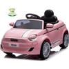 Globo Auto Elettrica Per Bambini Fiat 500e 12V con batteria al Litio Radiocomandata Rosa