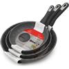 Today Home, Lady stone, Tris Padelle 20cm+24cm+28cm, Rivestimento Antiaderente PFOA Free,Adatta a Tutti i Piani e Induzione,Manico Ergonomico,Fondo Full Induction,Colore Grigio Granito
