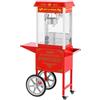 Royal Catering Macchina per popcorn con carrello, 1500 W, design retrò, 195/235 °C, 2 temperature per popcorn dolci e salati, colore rosso
