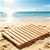 VOLDAX Tappetino da Bagno in Legno di Teak Pedana Doccia Impermeabile Design a Doghe, Design Rialzato per Doccia Esterna(60x60cm/23.6x23.6in)