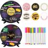 TWINKLEMON 2 dischi in vinile decorativi per feste, dischi retrò con supporto, 8 adesivi e 12 penne, alternativa al libro degli ospiti per buon compleanno, laurea, matrimonio, addio, decorazione fai