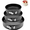 EUBSWA Teglia apribile rotonda, 22/24/26 cm, 3 pezzi, con rivestimento antiaderente per teglia, stampi da forno, stampi per torte, stampi per torte