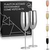 OS Oak & Steel ENGLAND Oak & Steel - 2 Flûte da Champagne in Argento (280 ml) - Bicchieri da Prosecco in Acciaio Inox, Bicchieri da Bere in Metallo Infrangibile con Confezione Regalo, S1061