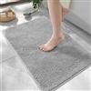 HITSLAM Tappeto Bagno Antiscivolo in Ciniglia 90x60cm - Tappetino Bagno Morbido e Assorbente, Lavabile in Lavatrice - Tappeto Doccia per Vasca o WC, Grigio