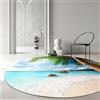 Highdi Tappeto Rotondo Salotto 40/60/80/100/120cm Tappeti Soggiorno Moderni Pelo Corto Morbido Antiscivolo Tappetino per Cameretta Bambini Home Decor, Vista Mare (Palme,80cm)
