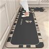 Highdi Tappeto Cucina in Diatomite, Passatoia Cucina Antiscivolo, Fiori Retrò Tappeti Runner Lavabile Assorbimento, Tappetino per Doccia per Ingresso Soggiorno Bagno Camera da Letto (Grigio,60x180cm)