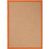 carpetfine Tappeto Sisal colore naturale 60x110 cm tessuto a mano con bordo in cotone Arancio | Tappeto naturale antiscivolo Uni in tessuto piatto di fibre naturali per soggiorno e camera da letto