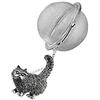 Gifts Filtro a sfera in acciaio inox A40, in peltro inglese su foglia di tè, infusore a forma di gatto in piedi