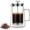 Keltorio French Press 1 litro, caffettiera a doppia parete, in vetro con filtro in acciaio inox, caffettiera per caffè e tè, lavabile in lavastoviglie, per casa e ufficio (1000 ml)