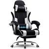 GTPLAYER Sedia da gaming GTPLAYER, sedia da ufficio, sedia ergonomica per computer, sedia da gaming con supporto lombare massaggiante, poggiapiedi e poggiatesta