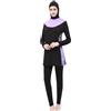 Generisch Burkini, set da 3 pezzi da donna musulmana, costume da bagno islamico, a maniche lunghe, costume da bagno alla moda, slim fit, costume da bagno elasticizzato, ad asciugatura rapida, P viola, L