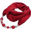 YJZQ Sciarpa scialle anello chiusura perline sciarpa fibbia Fichu capelli collana cerchio girocollo 180cm collana donna con ciondolo a forma di sciarpe vintage, Rosso Bordeau, Taglia unica