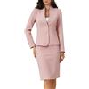Allegra K Set Donna Lavoro 2 Pezzi Blazer Senza Colletto Abito Formale Gonna Tubino Rosa M