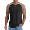QIXING Maglietta da uomo in cotone, a maniche corte, girocollo, estiva, leggera, vestibilità normale, traspirante, casual, B02 C Nero, M