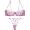 Awake Lingerie Hedy Reggiseno e Perizoma Elegante in Raso e Pizzo, Ultra Thin Completino Intimo con Ferretto, Donna (Rosa, M)
