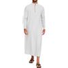 LVCBL Kaftan Uomo Lino Manica Lunga Thobe Uomo Lungo Lato Split Robe, bianco, L