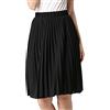 Teerfu, gonna da donna al ginocchio, plissettata, modello midi, fascia elastica in vita, svasata, tinta unita Nero Taglia Unica (26 -39 Cintola)