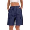 Generico Pantaloni da Lavoro Donna Multitasche Bermuda Estivi Cargo Pantaloncini Vita Elastica Leggeri Shorts Escursionismo Casual Esterno Pantaloni Corti per Viaggi Escursioni con 4 Tasche