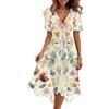 Generico Abiti Donna Vestiti Midi Floreale Mujer Casual Mare Mezze Maniche Estate Stile Impero Spiaggia Vestito Estivo Elegante Scolla a V Larghi Donna Dresses for Women XXL