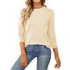 QUALFORT Maglione da donna in 100% cotone, leggero, a maniche lunghe, basic, A-vaniglia, S