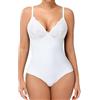 SHAPERIN Body Modellante Donna Pancia Piatta Perizoma Shapewear Body in Pizzo con Scollo a V Elegante Bodysuit Senza Maniche, Bianco, L