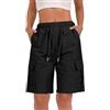 Generico Pantaloni da Lavoro Donna Multitasche Bermuda Estivi Cargo Pantaloncini Vita Elastica Leggeri Shorts Escursionismo Casual Esterno Pantaloni Corti per Viaggi Escursioni con 4 Tasche
