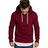 BREEWO Felpa con Cappuccio Uomo Tinta Unita Sciolto Casual Felpa Uomo Primavera Autunno Pullover Uomo Tasca Canguro Sport Manica Lunga Felpa Uomo M-Wine Red L