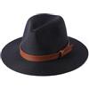 EXKURPOO Cappello di Paglia Cappello Estivo da Spiaggia a Tesa Larga da Donna e Uomo, con Forma Morbida, 56-58-59-60 cm(Black 1,56-58cm)