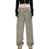 COOLMONAR Jeans da donna con stampa leopardata Y2K generale chic Streetwear ampia gamba larga tuta retrò hip hop pantaloni larghi
