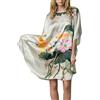 Prettystern Donna 100% Seta Kimono Caftano Pigiama Camicia da Notte con Pittura a Pennello Cinese Dipinto a Mano