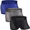 Zueauns Boxer da Uomo Seta di Ghiaccio Foro Netto Traspirante Cool Trasparente Sexy Elasticizzato Morbido Intimo Mutande Multipack