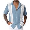 CTU Camicie da bowling da uomo a maniche corte vintage con stampa abbottonatura hawaiana camicie per le vacanze da uomo M-3XL, Blu denim, XXL