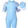 WYTbaby - Costume da bagno intero per ragazze, sirena, con maniche lunghe e protezione UV, estivo, da spiaggia, con cerniera, per bambini 4-9 anni, Onde blu., 5-6 Anni