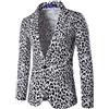 AnyuA Uomo Slim Fit Casual Manica Lunga Giacca da Stampata Leopardo Bianco XL