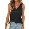 Yommay - Canottiera da donna in satin, estiva, elegante, casual, con scollo a V, leggera, sottile, senza maniche, in morbido tessuto basic, slim fit, bluse, camicie, Nero01, XL