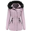 IQYU Cappotto invernale da donna in lana, parka da donna, lungo, autunno, in pile, lungo, da donna, con cappuccio, da montagna, da donna, J lilla, M