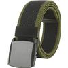LionVII Cintura Elastica Uomo, Fibbia in Plastica, Unisex Cintura Cintura Completamente Regolabile per Lavoro, Nero bordi verdi